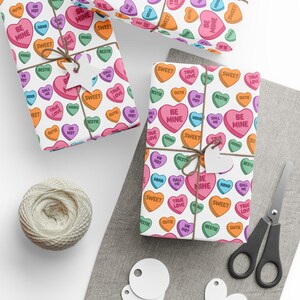 Valentines Wrapping Paper, Candy Hearts Wrapping Paper, Gifts for Her, Valentines Gift, Custom Gift Wrap, Personalized Gift, Mother&#39;s Day