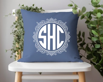 Monogram Throw Pillow, Personalized Dorm Room Decor