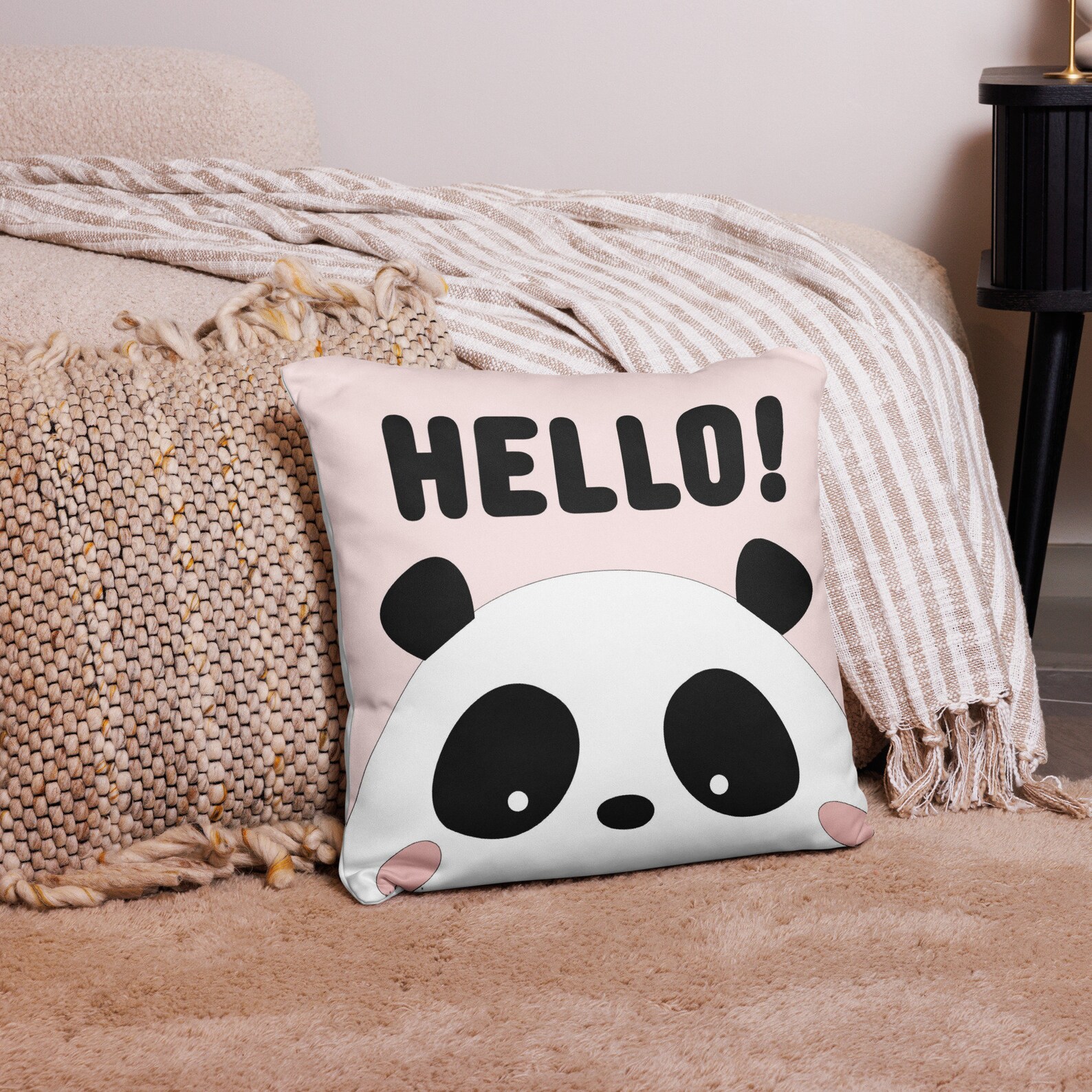 Cuscino Decorativo Con Stampa Panda - 50x50 Cm Con Imbottitura Inclusa - Morbido In Poliestere - 3