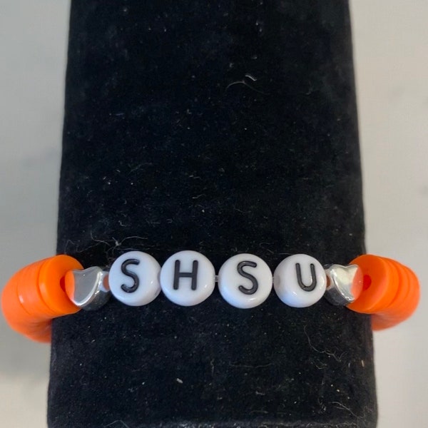 Sam Houston State polymer clay bracelet, super cute game day or school pride accessory to cheer on your BearKats! Eat ‘em up Kats!