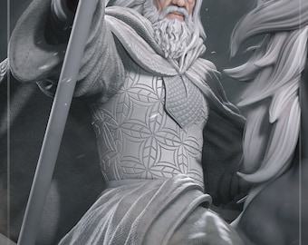 Gandalf la Figure 3D Blanche - Impression haute qualité - Seigneur des Anneaux - Sculpture 3D Impression STL