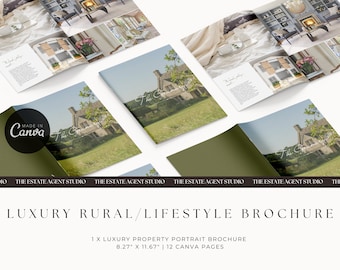 Luxusimitat-Broschüre | Bearbeitbare Canva Vorlage | Für Makler Verkauf Marketing | Digital- oder Druckangaben