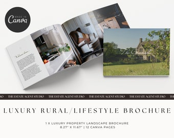 Luxusimitat-Broschüre | Bearbeitbare Canva Vorlage | Für Makler Verkauf Marketing | Digital- oder Druckangaben