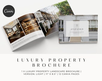 Luxusimitat-Broschüre | Bearbeitbare Canva Vorlage | Für Makler Verkauf Marketing | Digital oder Print Details | Klassisch