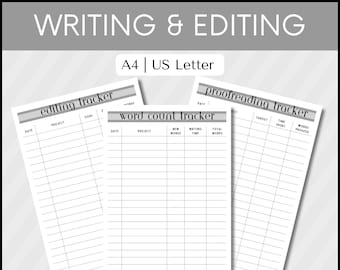 Word Count Tracker, Bearbeitungs-Tracker, Korrekturlesen-Tracker, Schreib-Tracker, Schreibwerkzeuge, druckbares PDF, A4/US Letter, grau