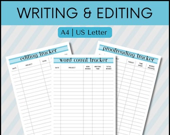 Word Count Tracker, Bearbeitungs-Tracker, Korrekturlesen-Tracker, Schreib-Tracker, Schreibwerkzeuge, druckbares PDF, A4/US Letter, Türkis