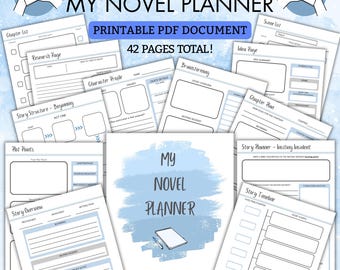 My Novel Planner | Printable PDF | 40 pages to help plan your BESTSELLER! | A4 | A5 | US Letter | Blue | Writer | Writing | Novel Plan