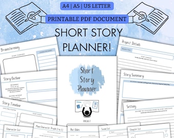 Kortverhalenplanner | 23 pagina's afdrukbaar, personage en plot | Pdf-download | A4/A5/VS-brief