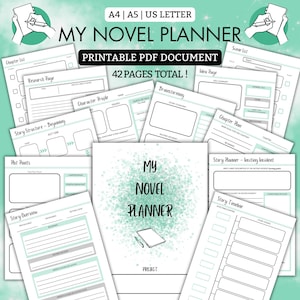My Novel Planner | Printable PDF | 40 pages to help plan your BESTSELLER! | A4 | A5 | US Letter | Green | Writer | Writing | Novel Plan
