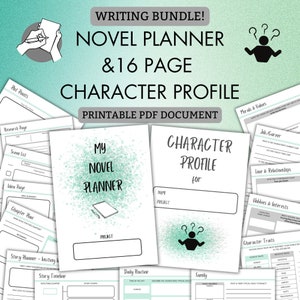 ¡Empiece a escribir de la manera correcta con el paquete Planificador de novelas y perfil de personaje de 16 páginas! / PDF imprimible / A4 / Carta EE. UU. / Escritura / Rosa