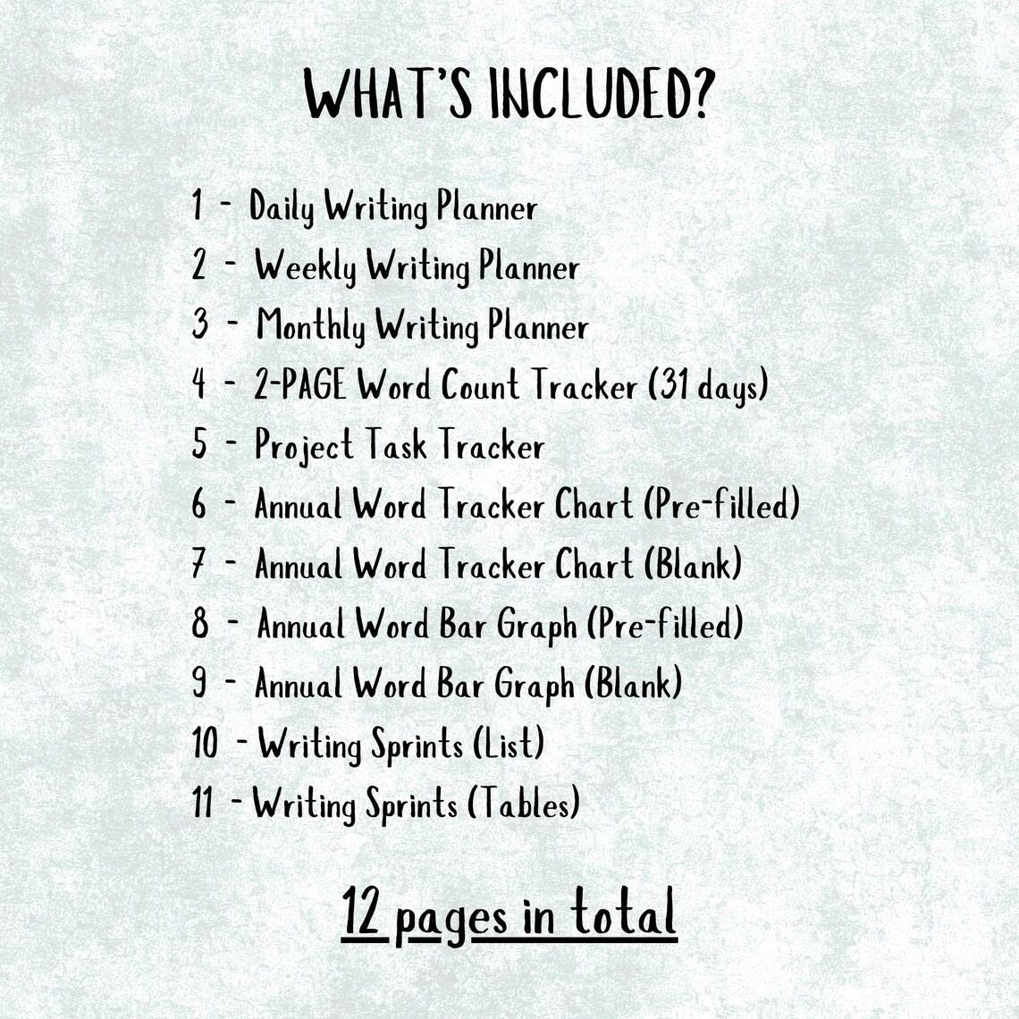 Word Count & Project Tracker | Printable PDF | A4 | US Letter | 12 ...