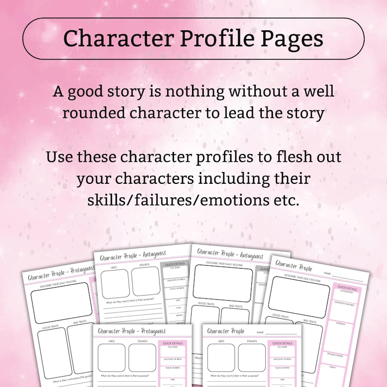 My Novel Planner | Printable PDF | 40 pages to help plan your BESTSELLER! | A4 | A5 | US Letter | Pink | Writer | Writing | Novel Plan image 7