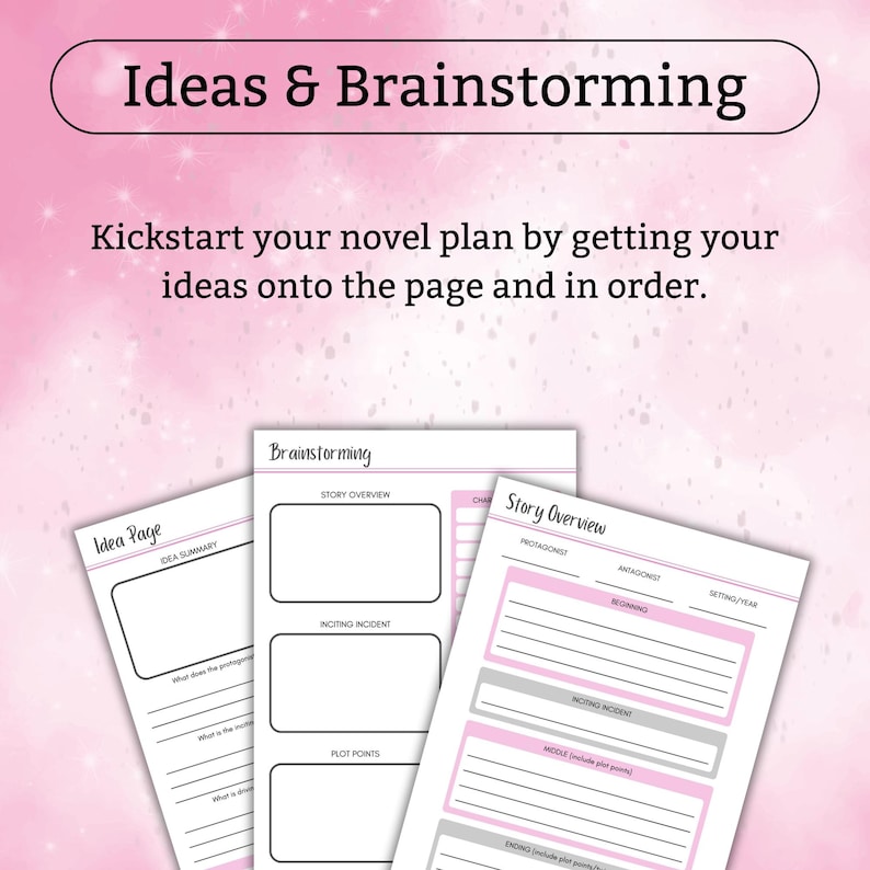 My Novel Planner | Printable PDF | 40 pages to help plan your BESTSELLER! | A4 | A5 | US Letter | Pink | Writer | Writing | Novel Plan image 3