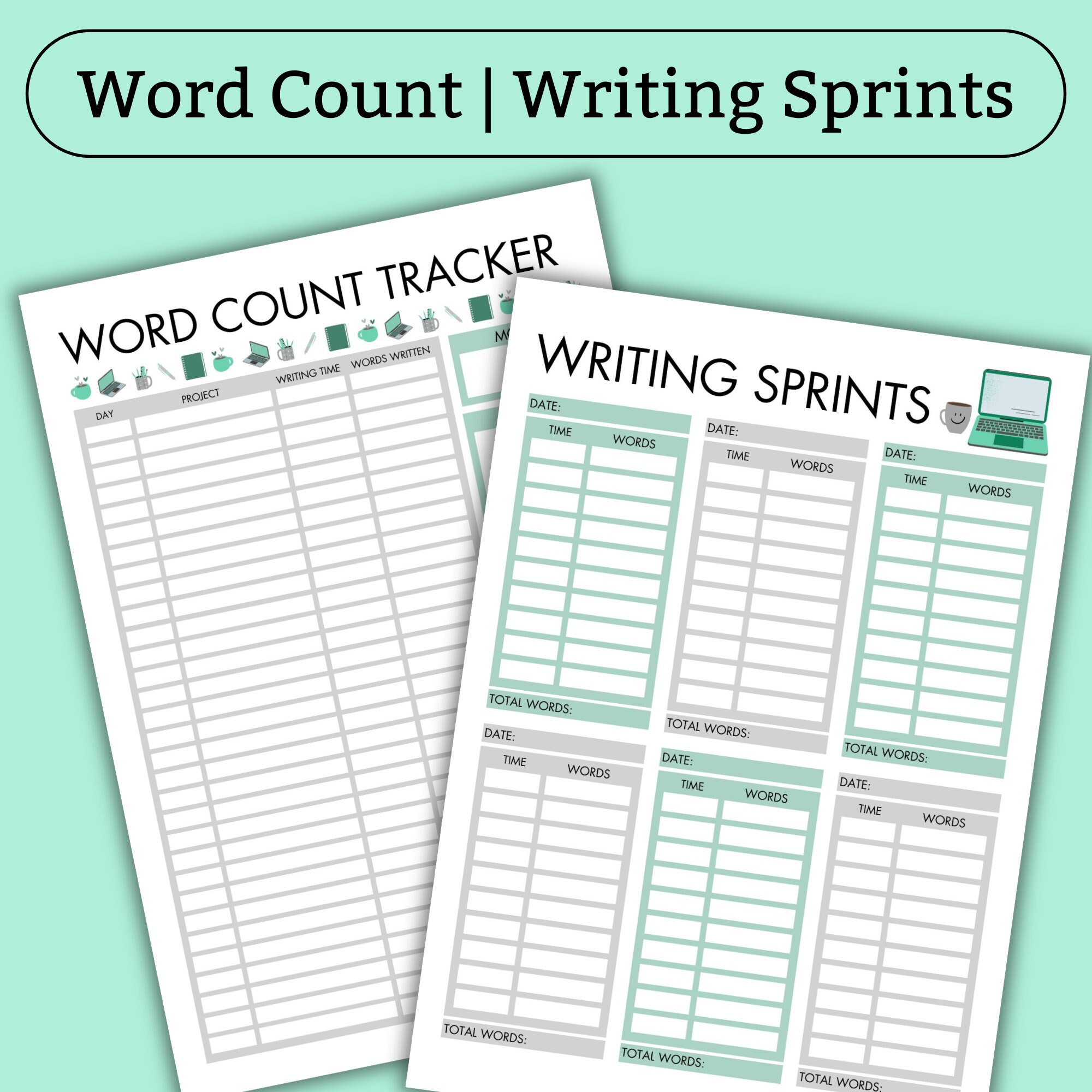 Daily, Weekly, Monthly Writing Planner Set, PRINTABLE PDF, Writers ...
