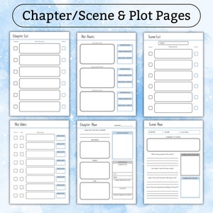 My Novel Planner Printable PDF 40 pages to help plan your BESTSELLER A4 US Letter Blue Writer Nanowrimo Writing Novel Plan zdjęcie 4