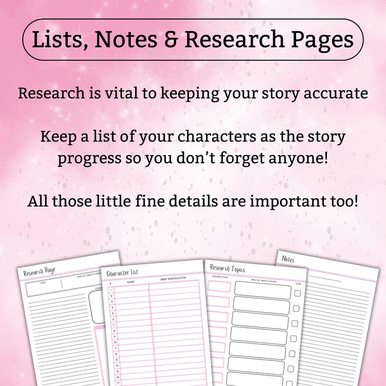 My Novel Planner | Printable PDF | 40 pages to help plan your BESTSELLER! | A4 | A5 | US Letter | Pink | Writer | Writing | Novel Plan image 8
