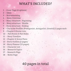 My Novel Planner | Printable PDF | 40 pages to help plan your BESTSELLER! | A4 | A5 | US Letter | Pink | Writer | Writing | Novel Plan image 2