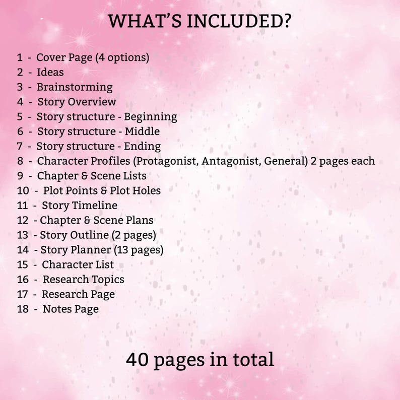 My Novel Planner | Printable PDF | 40 pages to help plan your BESTSELLER! | A4 | A5 | US Letter | Pink | Writer | Writing | Novel Plan image 2