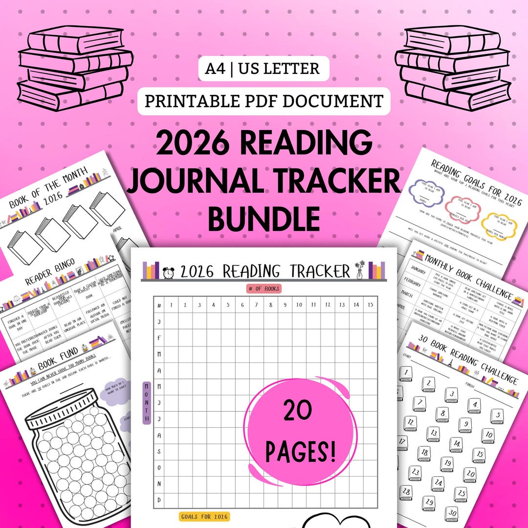 2026 Reading Tracker Journal Bundle | PDF Printable Document | Reading ...