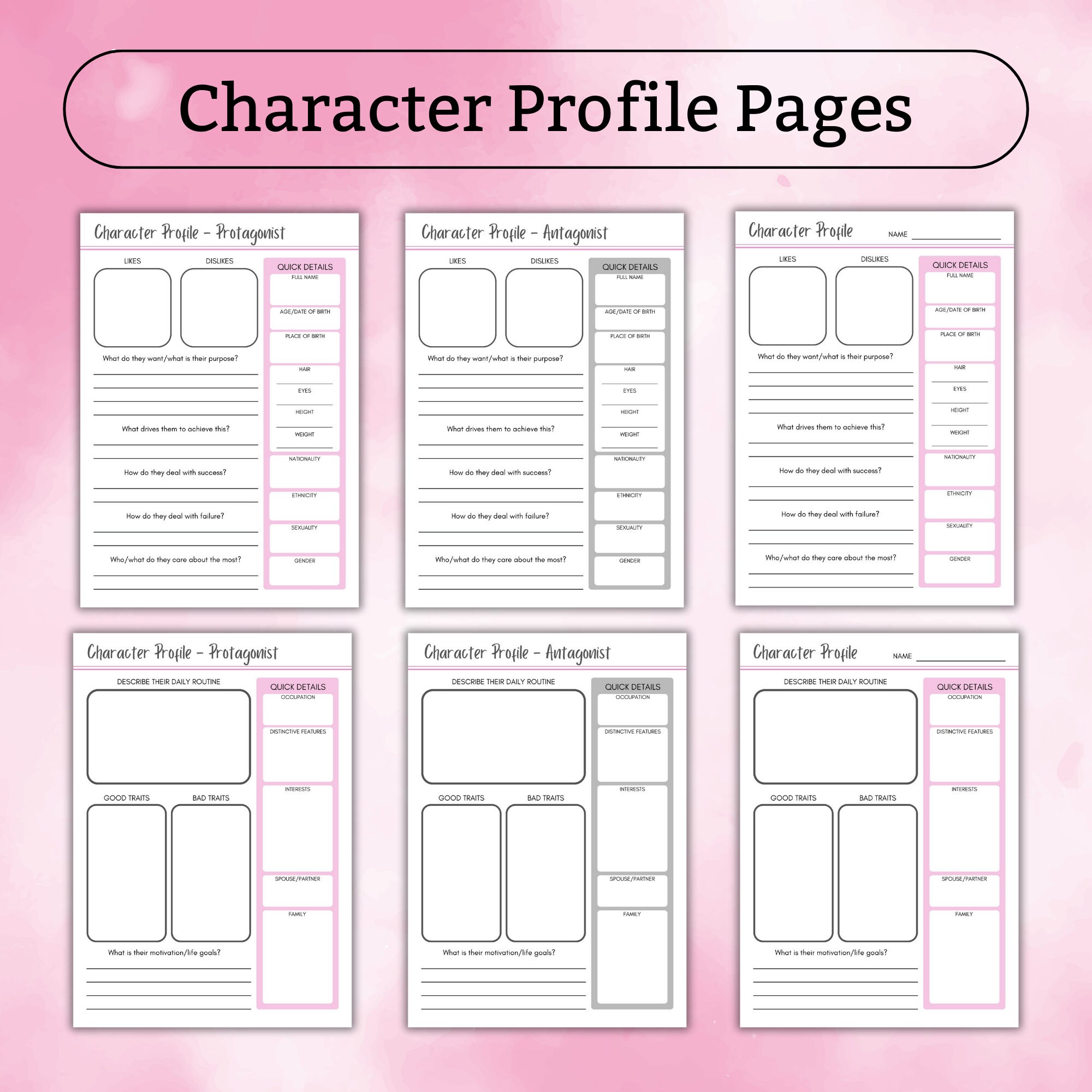 My Novel Planner Printable PDF 40 Pages to Help Plan Your BESTSELLER A4 US Letter Pink Writer ...