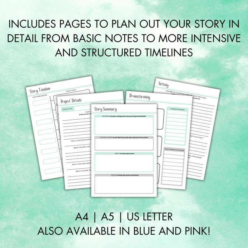 Short Story Planer | 23-seitige druckbare Schreibanleitung (PDF) A4 | DIN A5 | US LETTER Bild 3