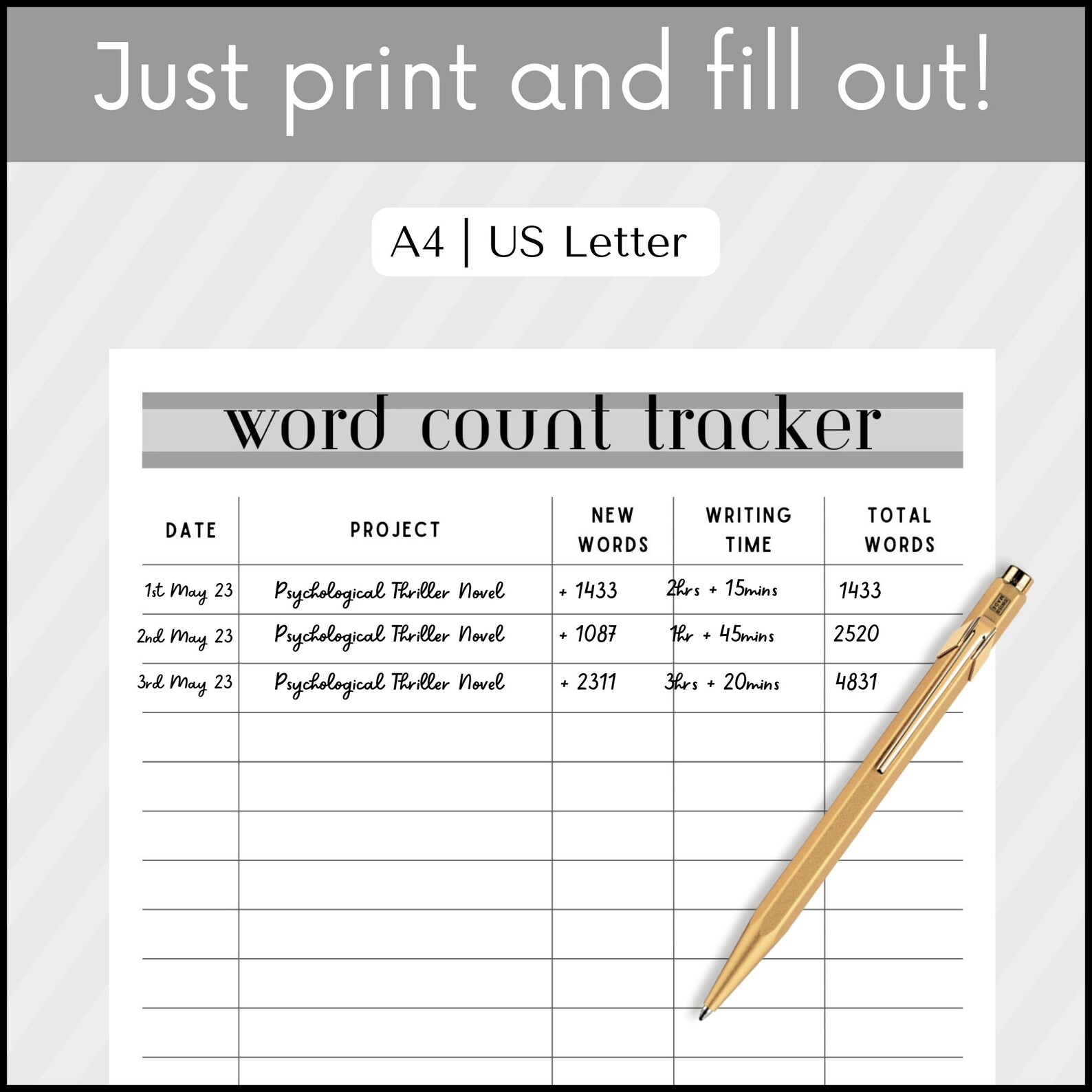 Word Count Tracker, Editing Tracker, Proofreading Tracker, Writing ...