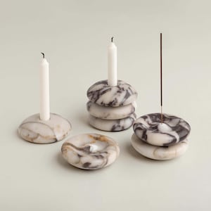 Calacata Viola Marble Incense and Candle Holder - Luxury Home Decor for Incense Sticks and Candles