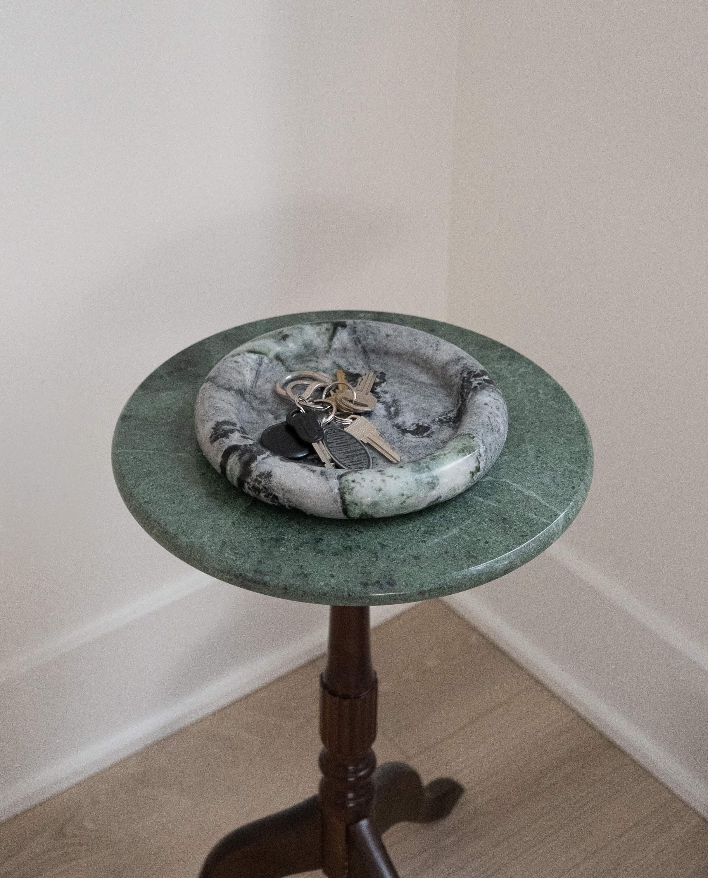 Grey Round Marble Tray - Thick Edge Marble Catchall for Home Decor, Vanity Tray, Jewelry Tray, Decorative Tray