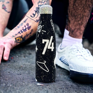 TATTO BLING bottle, ink inspired custom Rhinestone bottle , Hot or Cold, Stainless Steel, water bottle , perfect gift - custom handmade