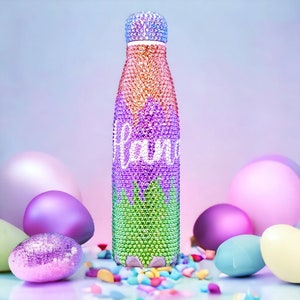 PASTEL OMBRE colours BLING gradient colours Rhinestone bottle, Luxury, Hot or Cold, Stainless Steel , water bottle , gift - custom handmade