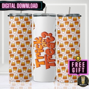 Trick or Treat Tumbler Wrap: Candy Corn Pattern (PDF Instant Download)