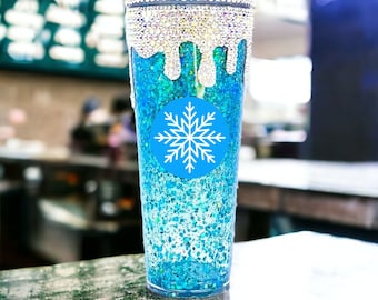 Rhinestone Snowglobe Tumbler: Ice Princess Bling Travel Mug