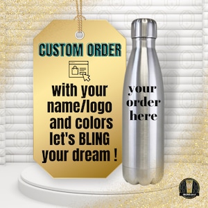 Personalized Rhinestone Stainless Steel Water Bottle: Custom Bling Design