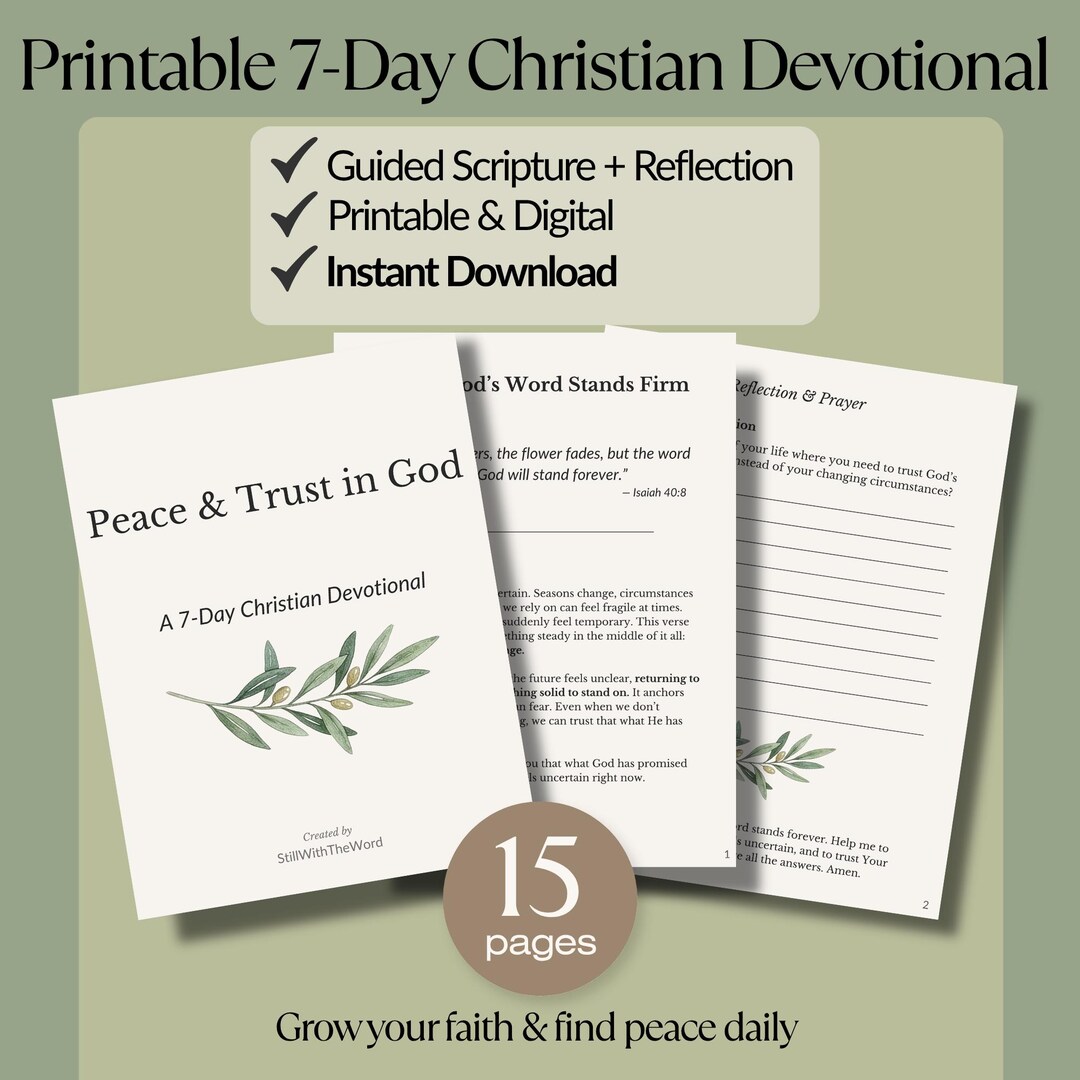 Christian Devotional Printable, 7 Day Bible Study Journal, Faith ...