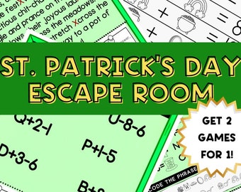 St. Patrick's Day Escape Room for Kids, Printable Puzzle Games (PDF)