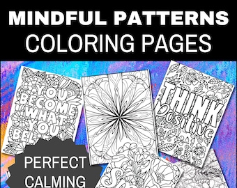 55 Mandala Coloring Pages, Mindful Relaxing Patterns (Digital Download)
