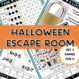 Halloween Escape Room with 9 Puzzles, Halloween Escape Room, Escape Room Game, Escape Room for Kids, Party Games, Printables