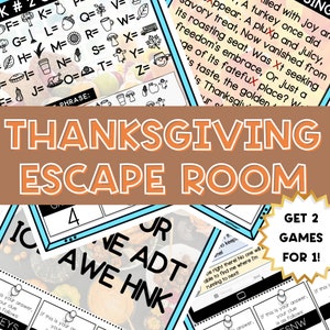 Thanksgiving Escape Room, Escape Room for Kids, Thanksgiving, Thanksgiving Party Game, Party Games, Escape Room, Printables
