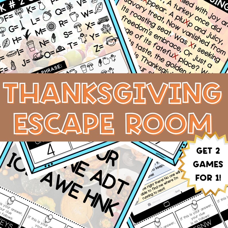 Thanksgiving Escape Room for Kids, Printable Party Game (PDF) - Etsy