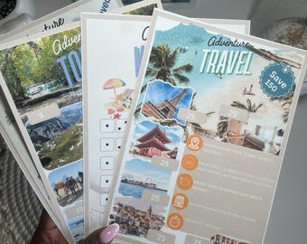 BONUS Add Ons A5 Adventure Journal Travel Savings Challenge Book | Vacation | 8.5”x5.5” Size | 4 Pages Digital Downloadable PDF