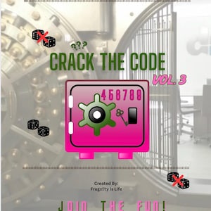 Puede incluir: Gráfico promocional con una caja fuerte rosa con los números 456789, una llave y un rectángulo negro. El texto "CRACK THE CODE VOL. 3" se muestra encima de la caja fuerte. La frase "JOIN THE FUN!" está en la parte inferior.