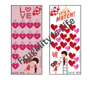 Love Savings Challenges Set of 2 | Low Income | Valentine’s Day Mini Savings Challenge For Cash Envelope Stuffing