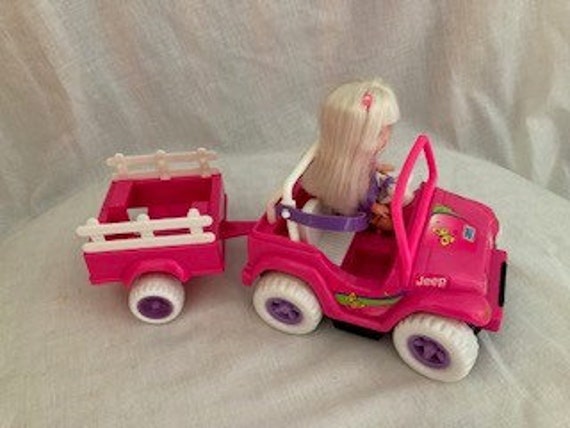 Vintage Barbie Power Wheels Shelly Jeep Trailer and Doll. Etsy UK