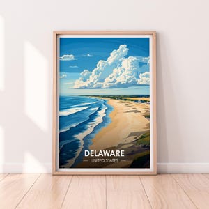 Affiche Delaware, oeuvre d'art murale Delaware, affiche États-Unis, impression DE, impression premium, impression Etats-Unis, affiche Delaware, décoration d'intérieur