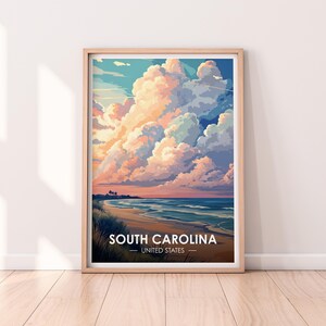 Affiche de la Caroline du Sud, art mural de la Caroline du Sud, affiche des États-Unis, impression SC, impression des États-Unis, affiche de la Caroline du Sud, décoration d'intérieur