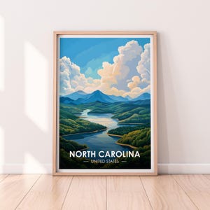 Affiche de la Caroline du Nord, art mural de la Caroline du Nord, affiche des États-Unis, impression NC, impression des États-Unis, affiche de la Caroline du Nord, décoration d'intérieur