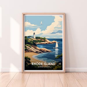 Affiche Rhode Island, art mural Rhode Island, affiche États-Unis, impression RI, impression USA, affiche Rhode Island, décoration d'intérieur