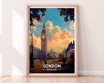 Póster de Londres, Inglaterra, póster de viaje, impresión premium, impresión de Londres, decoración de viaje para el hogar