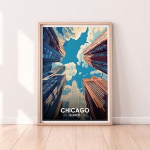 Chicago Poster, Chicago Sunset, USA, Illinois, Travel Poster, Premium Print, Chicago Print, Chicago Poster, Home Décor