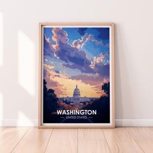 Affiche Washington, art mural Washington DC, Washington, affiche, affiche de voyage, impression premium, impression DC, affiche Washington, décoration d'intérieur